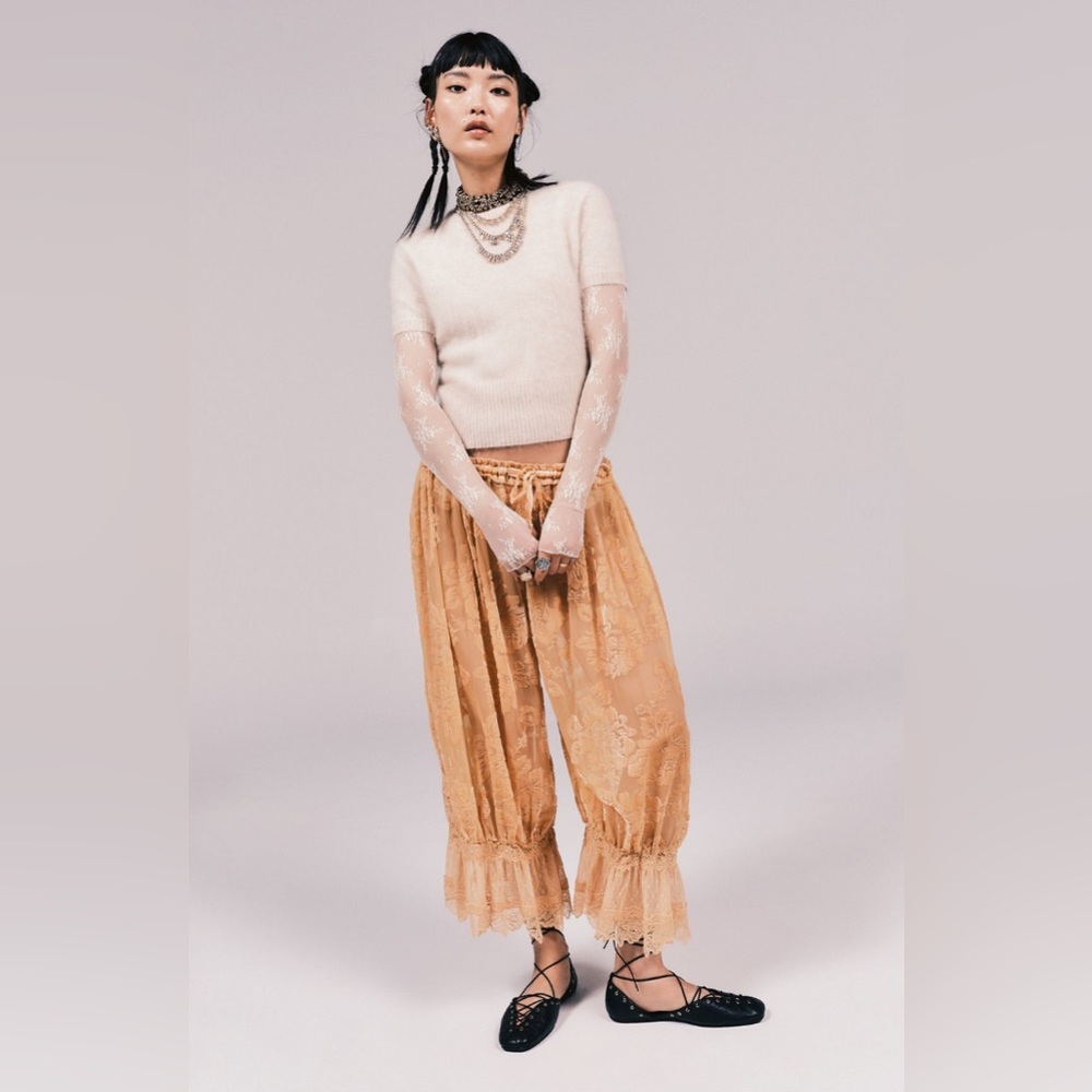 NWT Free People Intimately Forever Young Burnout Pants Desert Mist Combo XS